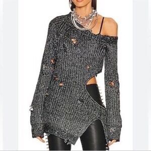 NBD Mundaka Distressed
Oversized Black Metallic
Sweater(Size Small)